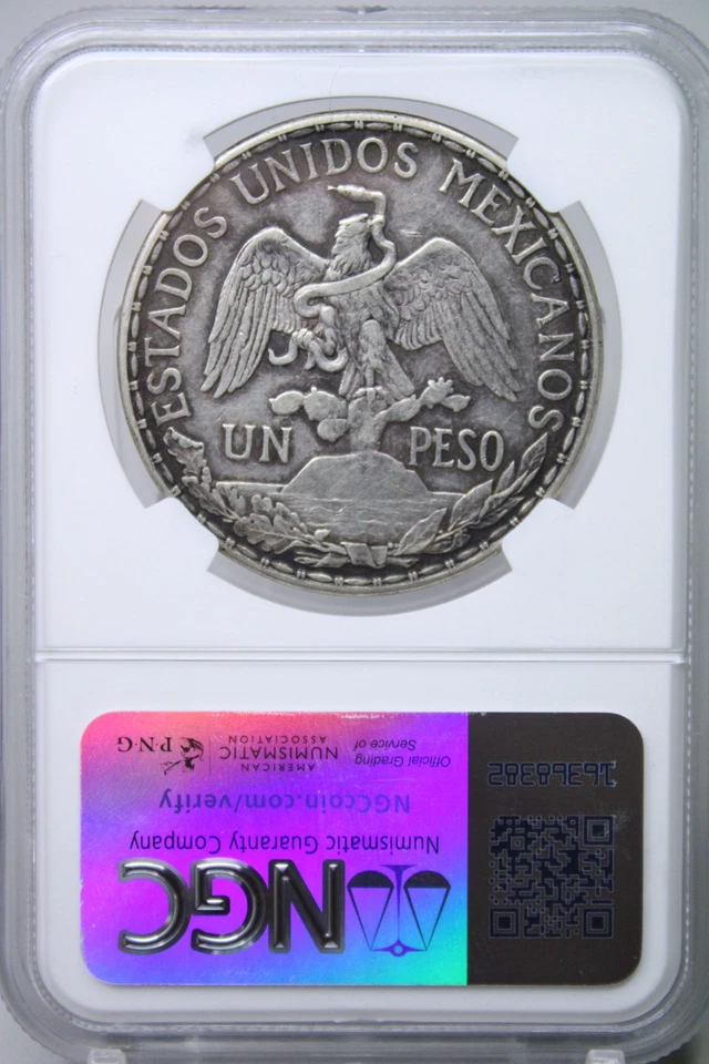 1913 Mexico Peso Silver Caballito NGC AU Details Reverse Scratched #3021 - Image 3 of 4