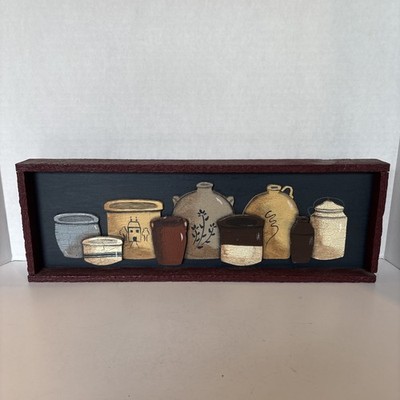Artist Signed Country Folk Art Wooden Kitchen Wall Hanging, ~6x16.5 