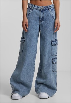 Ladies Mid Waist Cargo Denim Pants Damen Jeans  | Urban Classics | TB6156