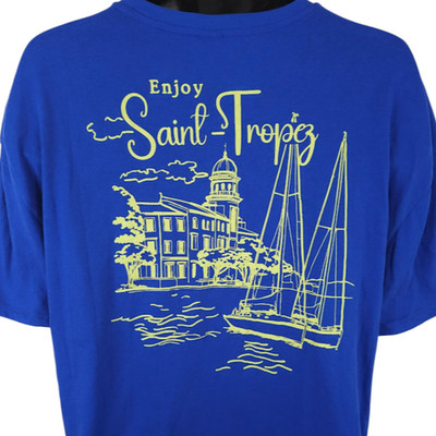 Saint Tropez Shirt Womens Size Small Blue OVERSIZED Fit French Riviera France