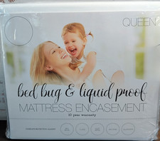 Queen Mattress Encasement Bed Bug Waterproof Zippered Cover New