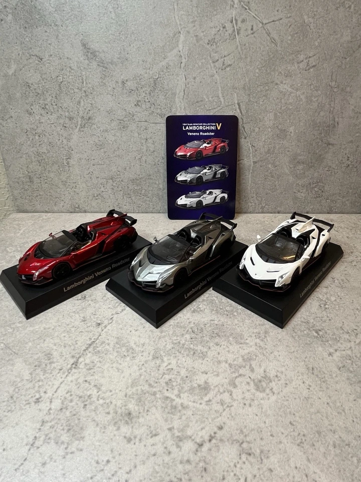 ¡Juego de 3 coches Kyosho 1/64 Lamborghini Veneno Roadster! Colección 6 Foto 3 de 4