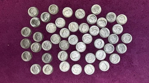 1964 Roosevelt Dimes 90% Silver 47of50 uncirculated