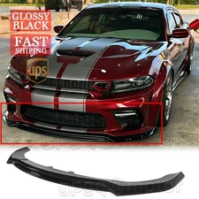 For Dodge Charger SRT Widebody 2020-2023 V4 Style Glossy Black Front Bumper Lip