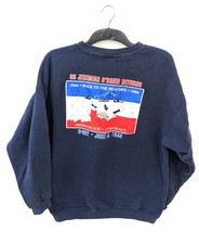 Vtg Lee Sweatshirt Mens L Navy Graphic Pullover D Day Beaches Made in USA 90s