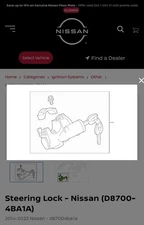 New Genuine Nissan Lock Steering D87004BA1A / D8700-4BA1A OEM