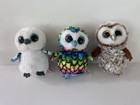 Lot 3 Ty Beanie Boos SPELLS ARIA PERCY Owl Plush Stuffed Animal White 6" Owls — photo 1