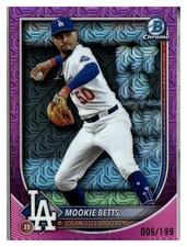 Mookie Betts Pink Mojo Refractor /199 2025 Bowman Chrome Dodgers SP Parallel