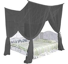 Four Corner Post Decorative Elegant Bed Net Canopy Set, Fits Full, Queen and