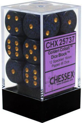 Dice Set 12D6 Speckled (16Mm) 25737 Gold Cobalt