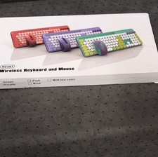 KC281 Pink Wireless Keyboard and Mouse Bundle Retro Round Keycaps Silent Click