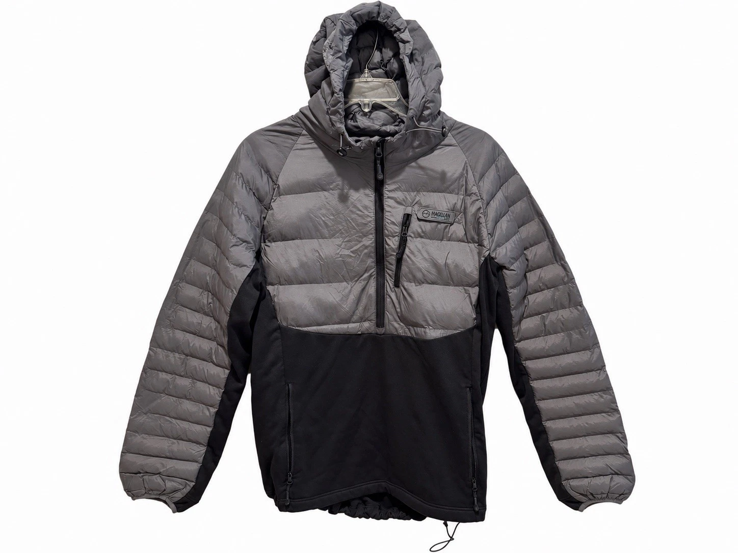 Magellan Outdoors Pro Fish Men’s Large Hybrid Puffer Jacket Hooded Gray Black - product detail image 1