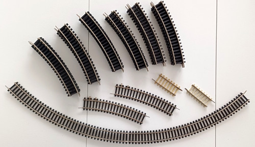 PIKO 1/1 760 HO Lot 31 Rails Courbes 22°5 + 2 Rails droits de Conversion 6805 | Zustand: Occasion