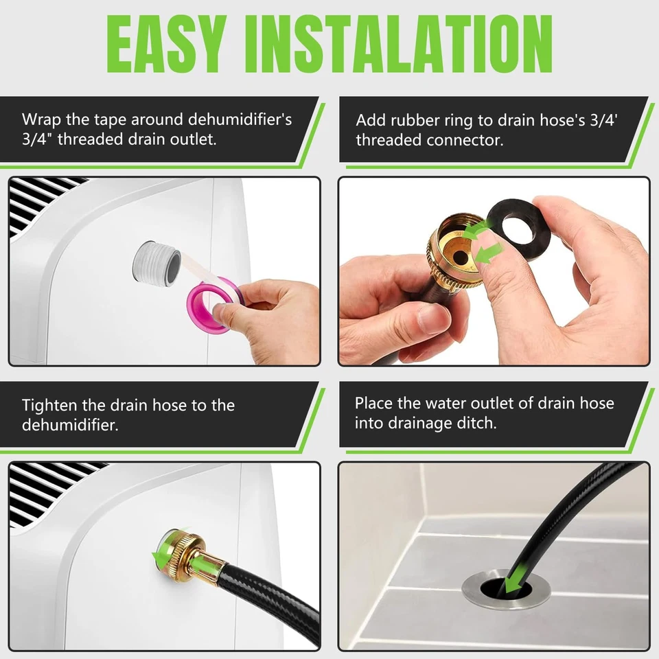 Manguera de drenaje para deshumidificador 5 pies 3/4 pulgadas FHT, manguera de PVC para deshumidificador de interior Foto 2 de 4