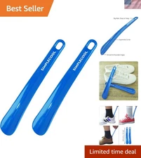 Smooth Blue Shoe Helper - Durable Plastic Travel Shoe Horn for Men, Women & Kids
