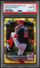 2025 Bowman Draft Chrome Sapphire Travis Sykora Yellow /75 PSA 10 Gem Mint