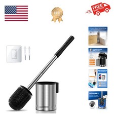 Elegant and Space-Saving Toilet Brush Set with Long Handle  Hidden Holder