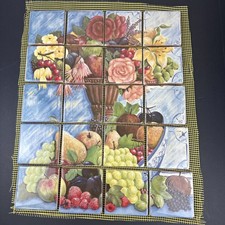 16"x20" 20pc 3.75" Ceramic Clay Tile Mosaic Mural Fruit Floral Backsplash