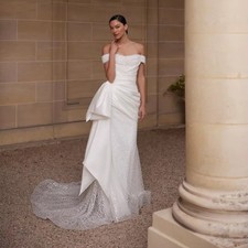 Beading Mermaid Wedding Dress Floor-length Off Shoulder Exquisite Bride Gowns
