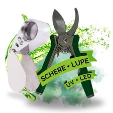 Ernte Set Schere Taschenmikroskop Grow Lupe mit LED Lampe Zubehör für Growbox
