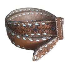 Vintage Dan Dee Western Leaf Tooled Belt Leather Brown Cowboy MAX Rodeo 36"