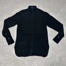 Womens Ralph Lauren Size 4 Long Sleeve Button-Up Shirt Black 100% Viscose