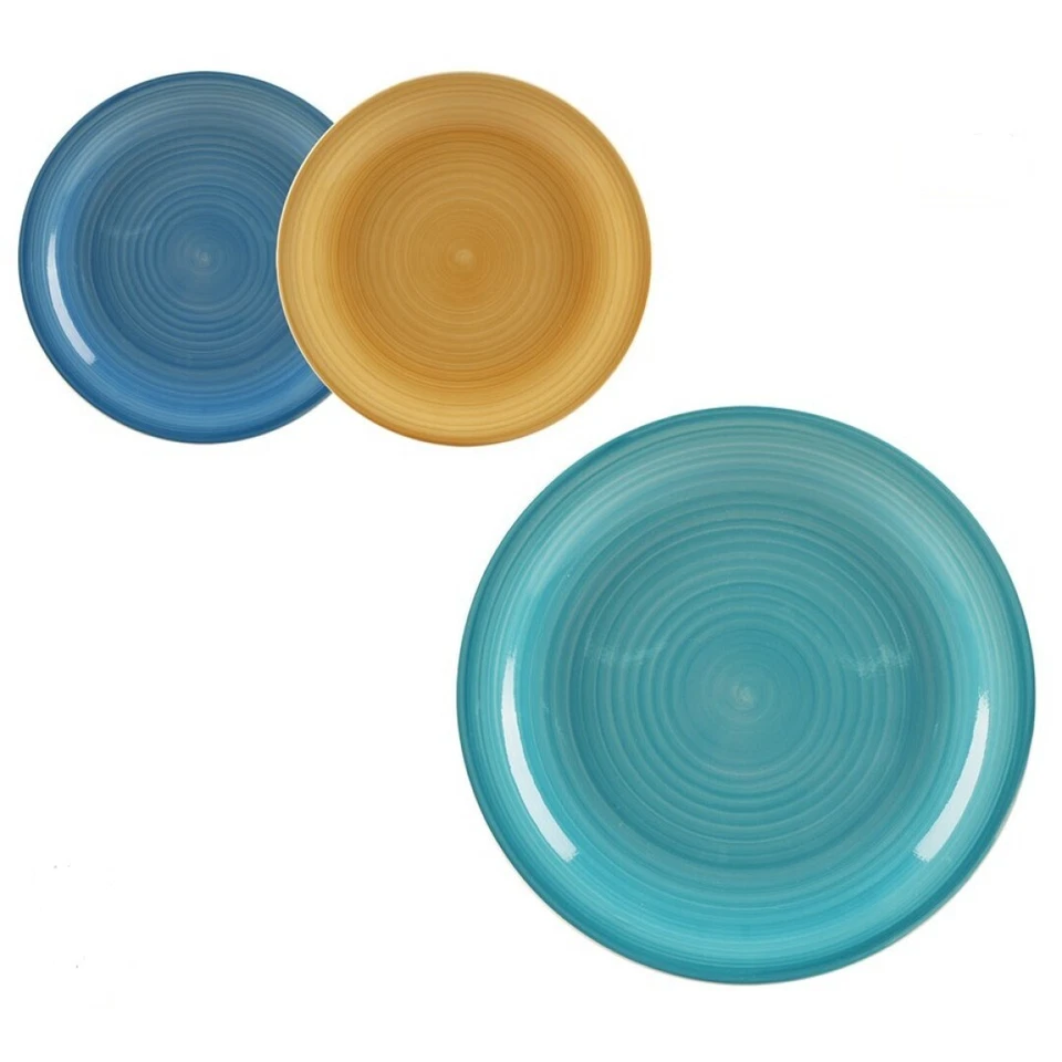 Speiseteller Essteller Teller Geschirr Set 6 tlg Tafel flache bunt FP105HP