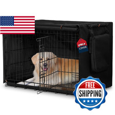 Dog Crate Cover for Anxiety - Waterproof 600D Oxford Pet Kennel Cover with Stora