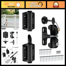 Self-Closing Gate Hinges  Lockable Latch Kit for Wooden/Metal Fences, Pool Safe