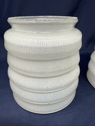 Antico paralume lampada vintage vetro satinato goffrato misura attacco 3 1/4" SET - Foto 6 di 24