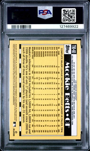 Mookie Betts 2025 Topps #T90-60 1990 35th Anniversary Series 1 PSA 9 view 2