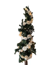 Handstitched Ivory Cotton Material Yoyo Garland for Christmas Tree 6 Feet Long