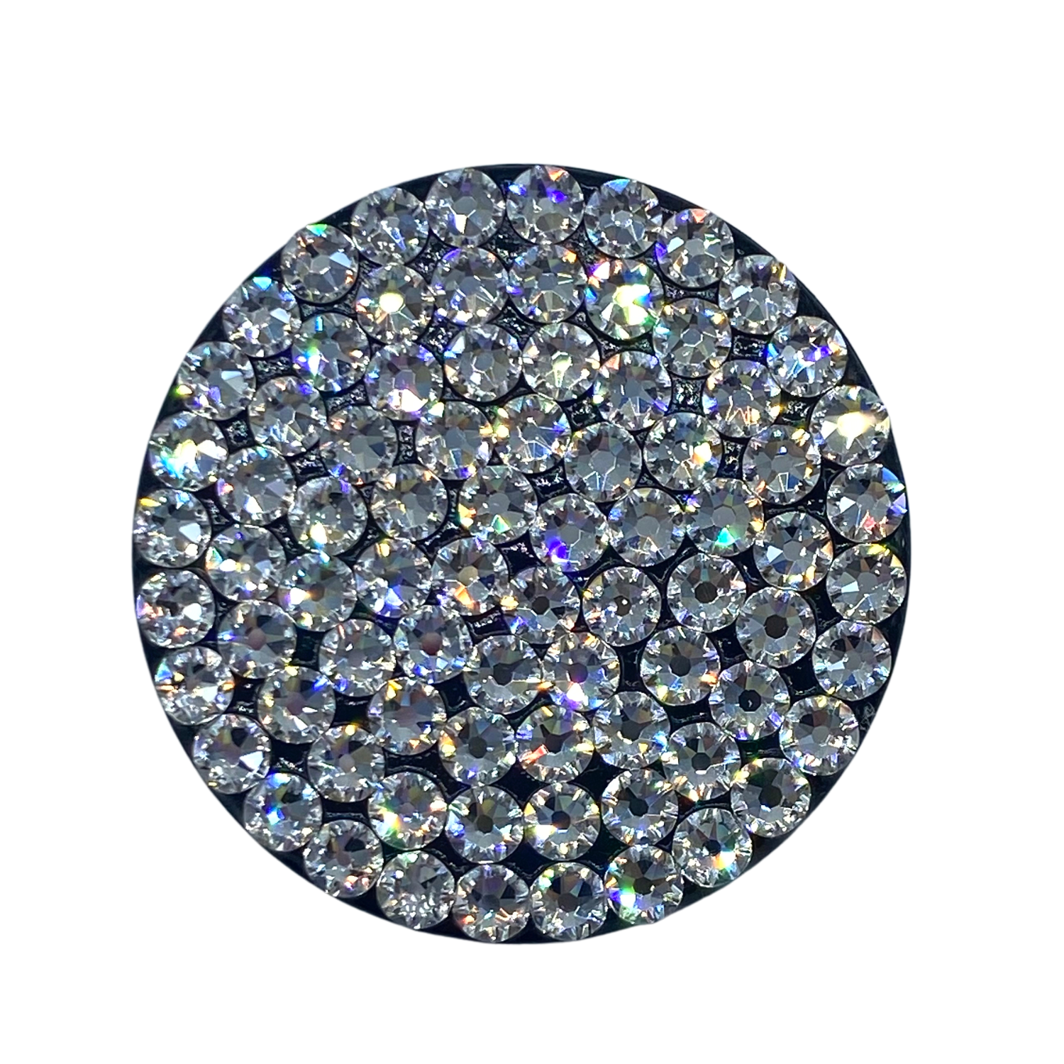 Handmade Bling Black Popsocket made with Clear Swarovski Crystals-image