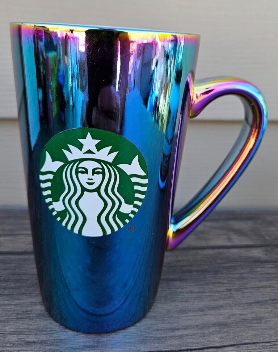 Starbucks Iridescent Rainbow Oil Slick 16 Oz Ceramic Tall