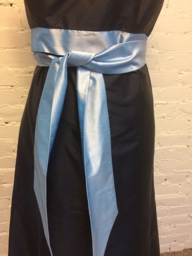 Jenny Yoo strapless sash waist fit and flare dress blue size 8 - Picture 3 of 8
