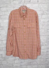 Duluth Trading Co Orange Plaid Long Sleeve Button-Up Shirt Men's Size Medium