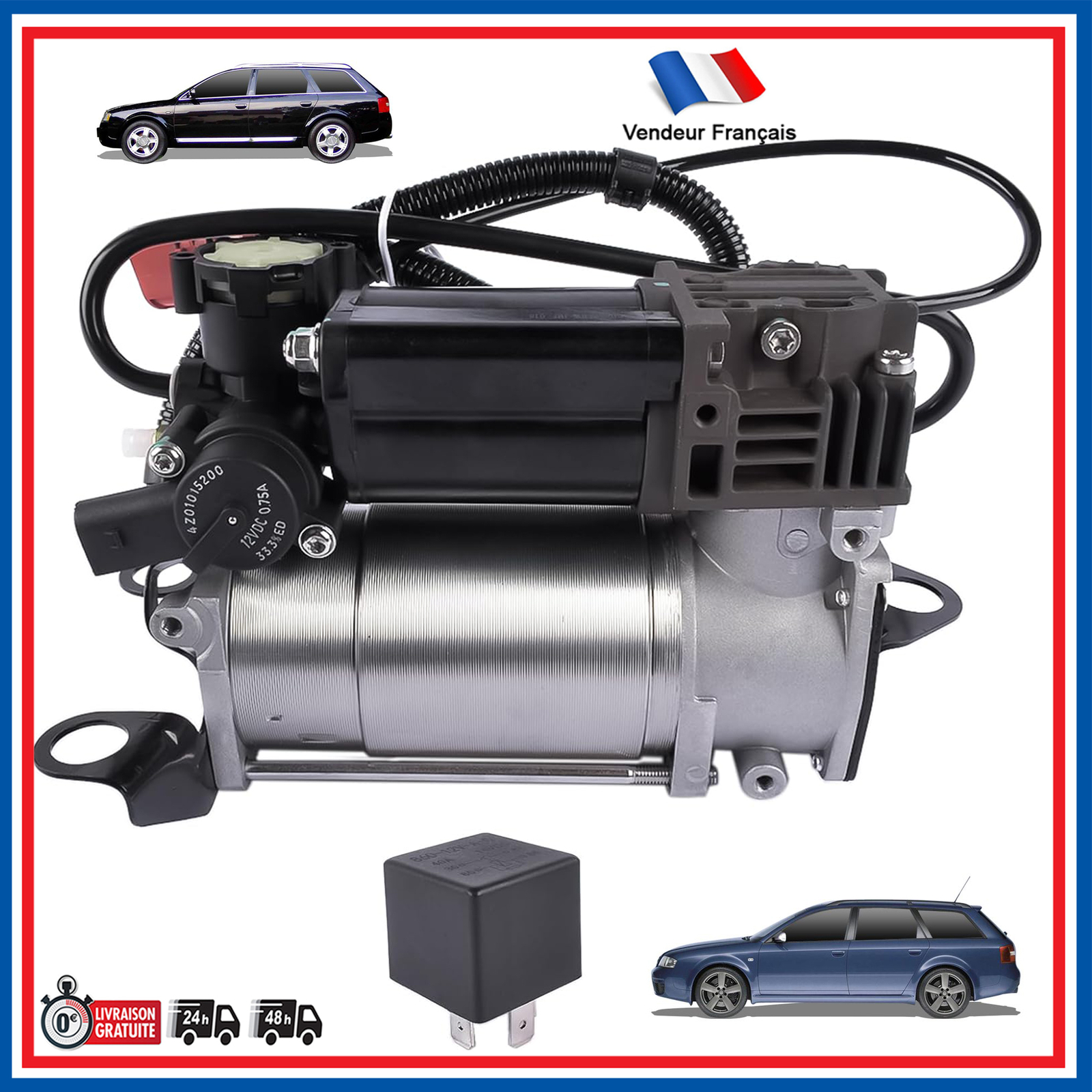 Compresseur de suspension pneumatique haut de gamme en acier moulé pour Audi A6 C6 2006-2012