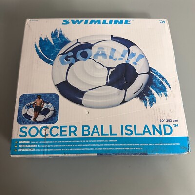 Swimline Inflatable Soccer Ball Island Ride On Pool Float Blue White 60'' - 5Ft
