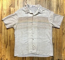 vtg 70's Mr California Short Sleeve Shirt Large- Camp Collar Striped USA Disco