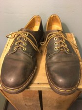 Preowned Dr Martens Oxford Shoes Brown Leather 4 Eye Mens UK 10 England 1561 Air