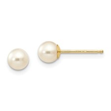 14K Yellow Gold 5mm Freshwater Cultured Pearl Stud Earrings Madi K Kid's Jewelry