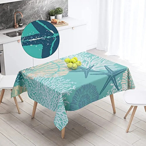 Nautical Ocean Themed Fashion Waterproof Tablecloth Cover Party Wedding Decor - Foto 7 di 18