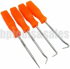 4 PC Pick Hook Tool Set 90° 45° Angle Automotive Wire Fuse O Ring Spring Remover