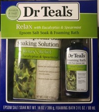 Dr Teals Epsom Salt Soak  Foaming Bath Relax  Relief Eucalyptus Spearmint Set