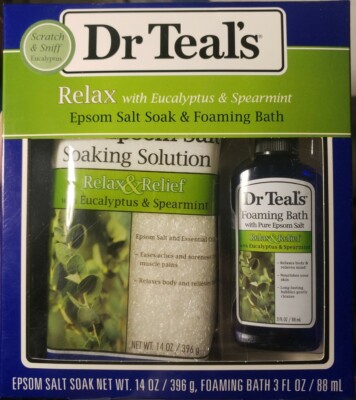 Dr Teals Epsom Salt Soak & Foaming Bath Relax & Relief Eucalyptus Spearmint Set