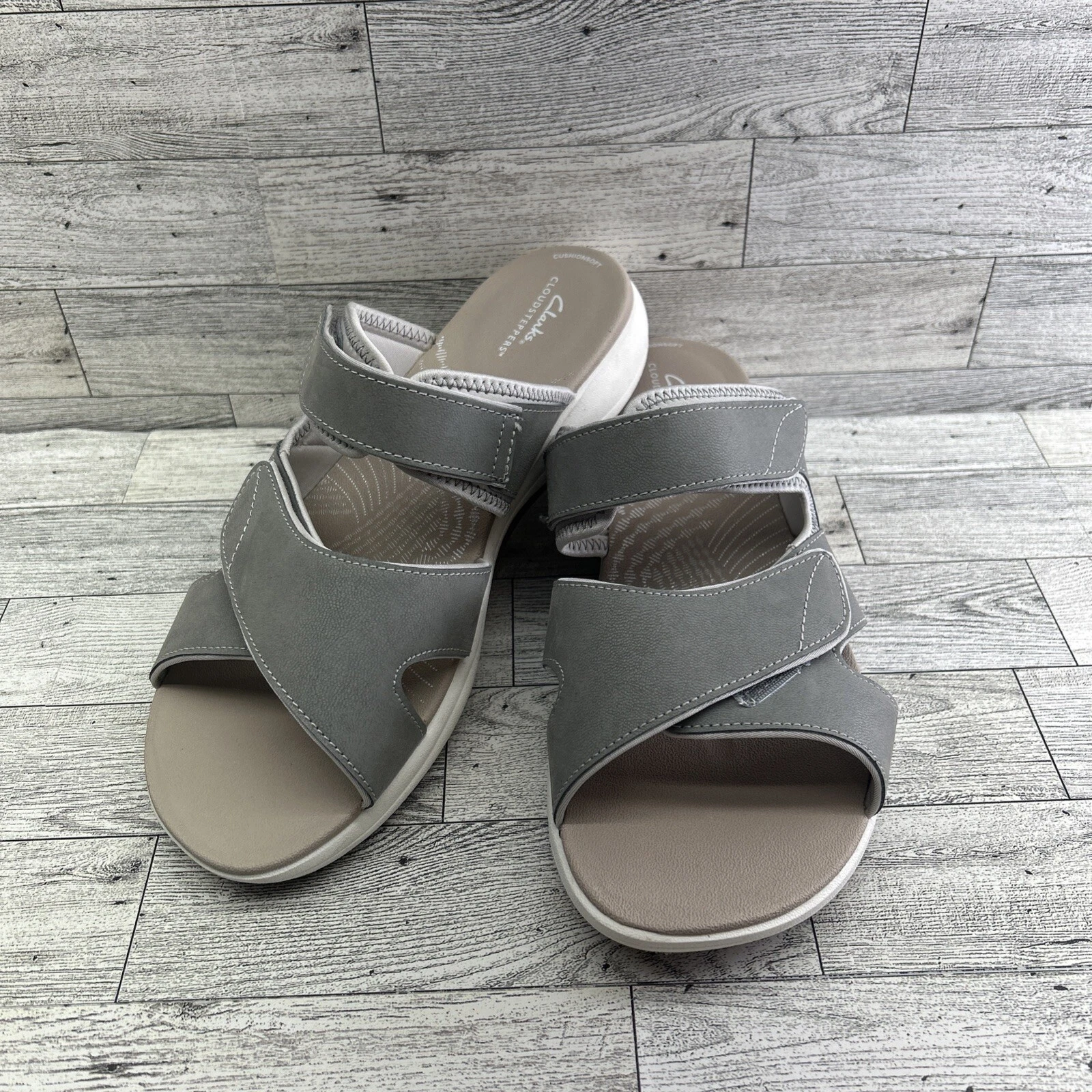 Clarks sandalo donna Cloudsteppers Mira Ease grigio pietra marrone taglia US 10W