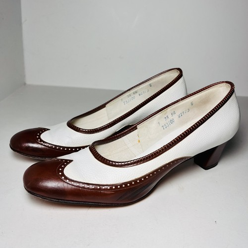 Vintage Serenades By Florsheim Spectator Brown White Leather Wing Tip Pumps 9 3A - Picture 4 of 22