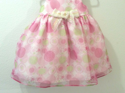 Vestido de Fiesta Marmelatta Ajuste y Acampanado Rosa Verde Gasa Niña 12 Meses - Imagen 3 de 8