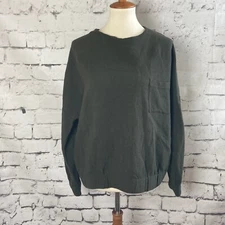 ASOS Blouse Womens Size 14 Olive Green Crop Top Round Neck Long Raglan Sleeve