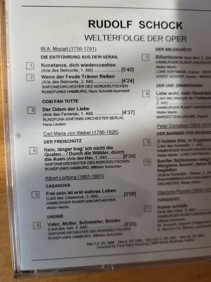 Rudolf Schock,  Welterfolge der Oper, -Seine grössten Arien [CD] - Bild 4 von 4
